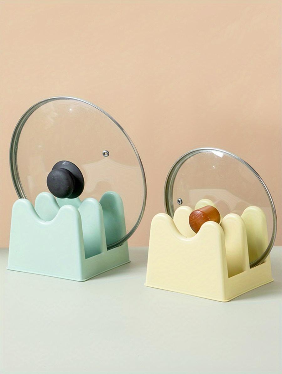 1pc Pot Cover Rack, Household Kitchen Countertop, Sitting Chopping Board Rack, Cutting Board Storage Rack, Multifunctional Drainage Storage Rack