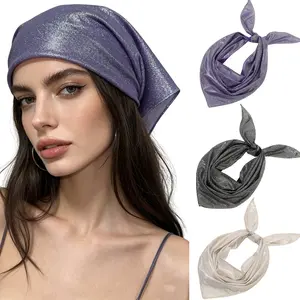 AWAYTR 3Pack Headscarf for Women Girls Fashion Y2K Sparkly Triangle Bandana Hair Scarf Turban Head Wrap Hair Accessories