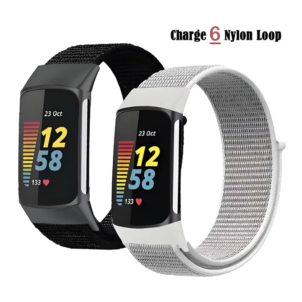 Nylon Loop Replace Wristband for Fitbit Charge 6/5 (Charge Series), 20-22mm Casual Classic Soft Breathable Lightweight Adjustable Smart Watch Sport Accessory (Multiple Color Options), One Size, Unisex Wearers
