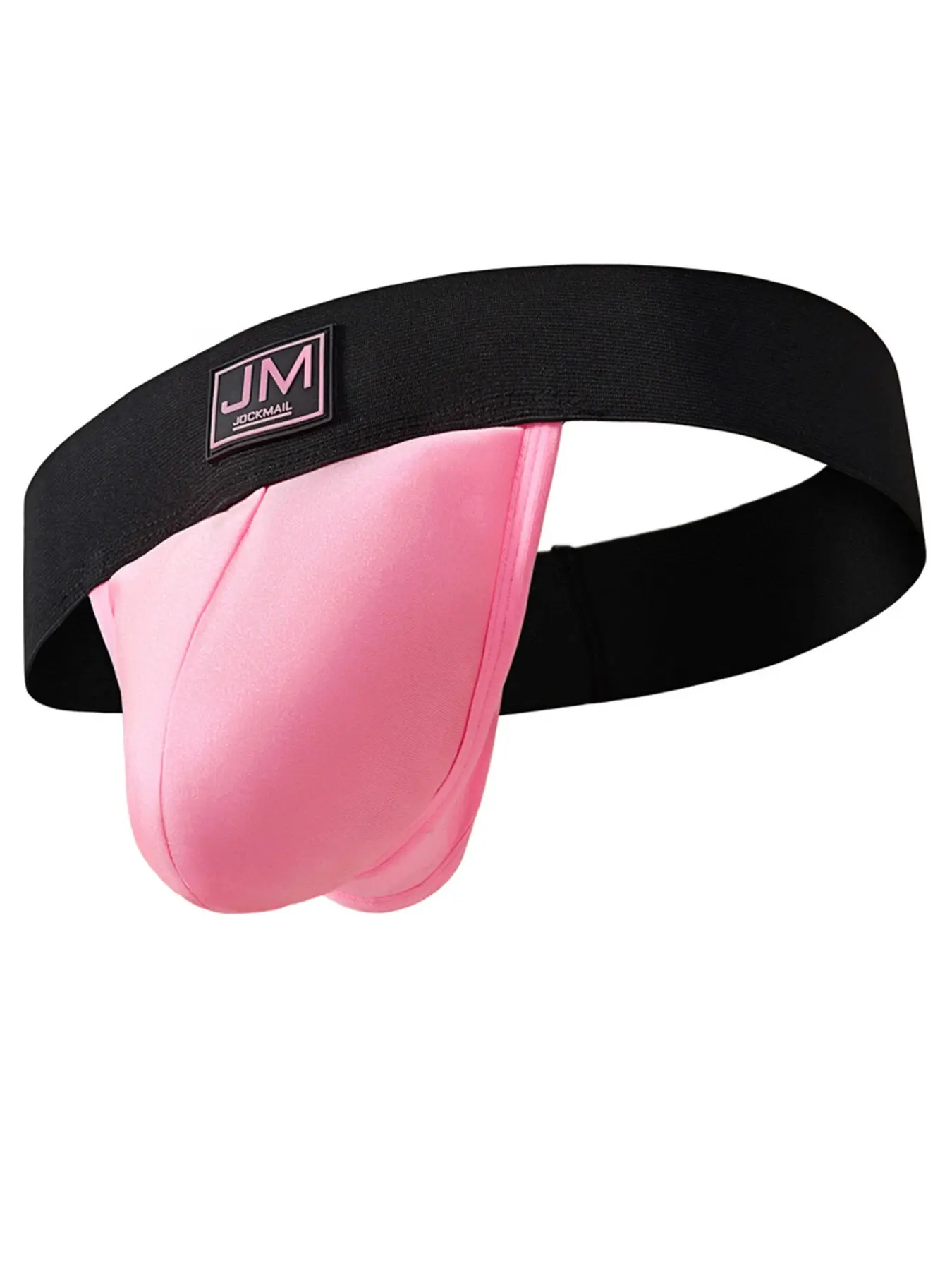 Men's Low Waist Sexy Underwear, Jockmail Thong with Wide Elastic Band, Full Cutout Design, No Back Strap, Pouch Style