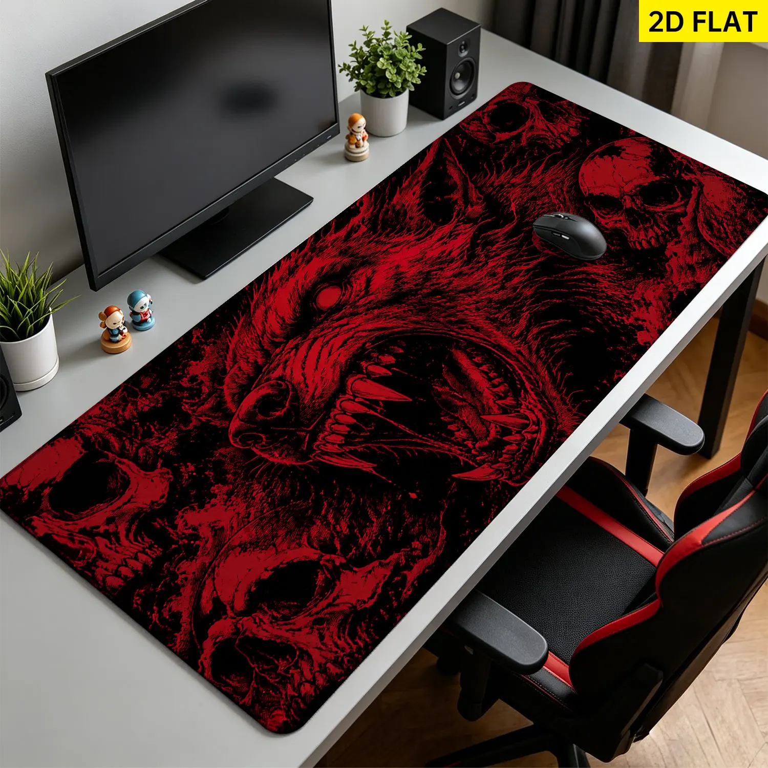 Extra Large wild red wolf animal design Mouse Pad,Non Slip Rubber Pad,Desktop Decoration Drotection Pad,Washable,Lock Edge Multi Size,Premium Multipurpose Mousepad For Office,Gaming,Gift for Family and Friends