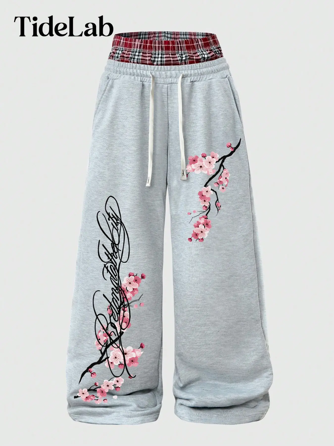 Unisex Plaid Print Wide Leg Sweatpants, Casual Loose-Fit Trousers, All-Seasons Graphic Design, Comfortable Daily Wear