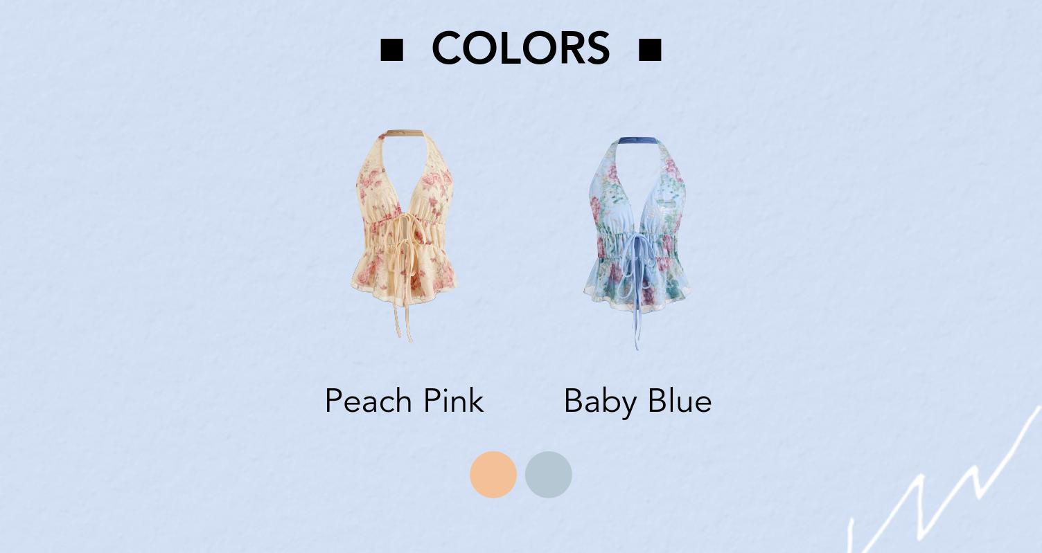 Cider [2 colors, size 0-10] Halter Neckline Floral Knotted Tank Top SummerWins