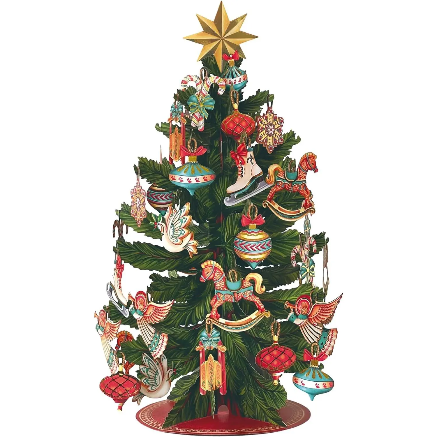 Pop Up Christmas Cards, Christmas Tree, 15 Inch Life Sized 3D Popup Greeting Card, Holiday Card, Thank You Gifts, Blank Notecard & Envelope