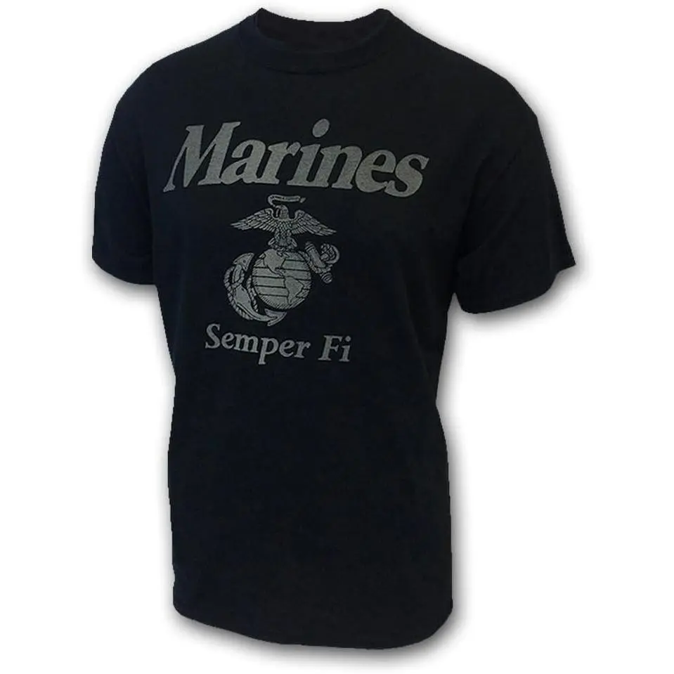 Men's US Marine Corps Graphic T-Shirt, Casual Short-Sleeve PT Top in 100% Cotton with Reflective Print, Tshirt, Shortsleeve, Menswear, Round Neck, Soft, Graphic Print, Cute, Preppy, Retro