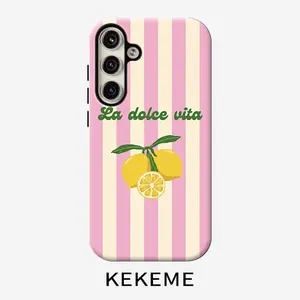 Phone Case: KEKEME Lemon Summer Film Two-in-One Phone Case, Suitable for Samsung Galaxy S26 S25 S24 S23 S22 S21 S21+ S21 Ultra Plus FE Edge S20 A15 A16 A17 A23 A32 A34 A35 A36 A52 A53 A54 A55 A56, Full-Coverage Drop-Proof, Stylish and Minimalist