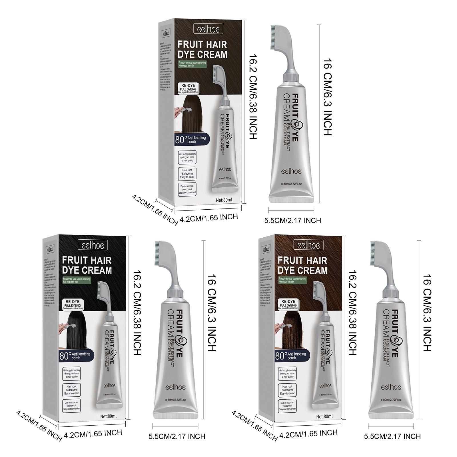 EELHOE Fruit And Vegetable Hair Cream, Natural, Mild And Long-Lasting, Does Not Hurt The Scalp. Easy To Apply Dark Hair Cream