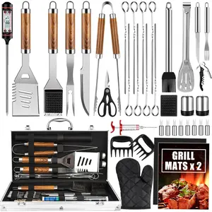Cifaisi BBQ Grill Accessories Set, 38Pcs Stainless Steel Grill Tools Grilling Accessories with Aluminum Case, Thermometer, Grill Mats for Camping/Backyard Barbecue, Grill Set for Men Women