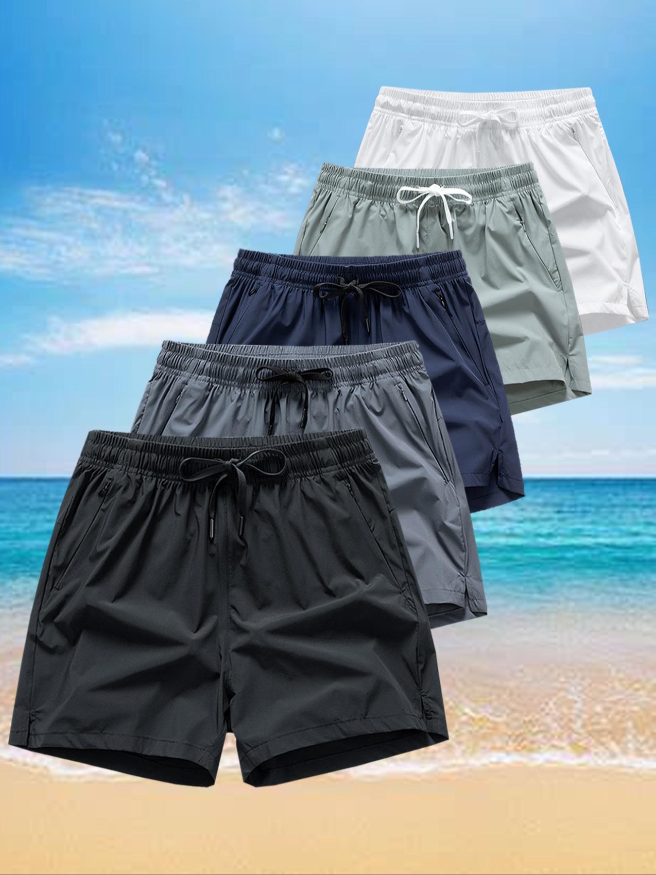Men's Zipper Pocket Shorts, Regular Fit Casual Drawstring Waist Shorts for Daily Outdoor Wear, Men Bottoms for All Seasons, Casual Sweat Shorts