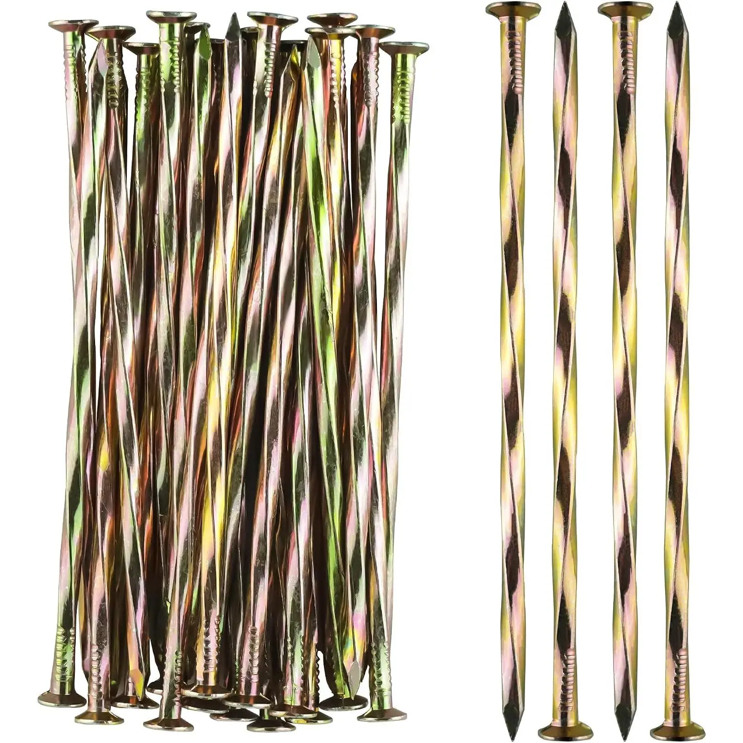 Artificial Turf Stakes 6 Inch Spiral Galvanized Landscape , Heavy Duty Weed Barrier Fabric Stakes for Paver Edging, Gardening Lawn Edging and  (20Pack)