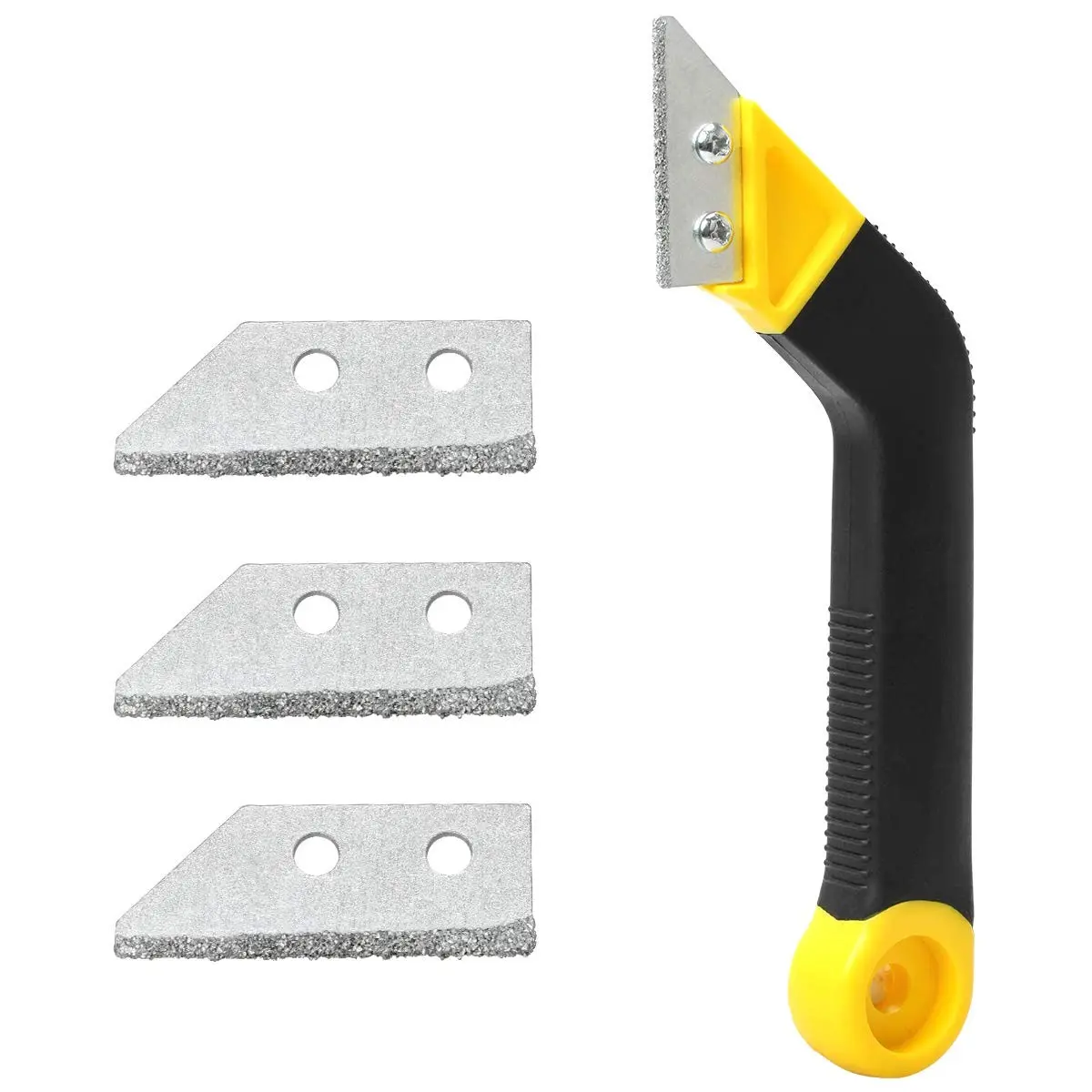 Coitak Tile Grout Saw Grout Removal Tool with 3 Pieces Extra Blades, Yellow