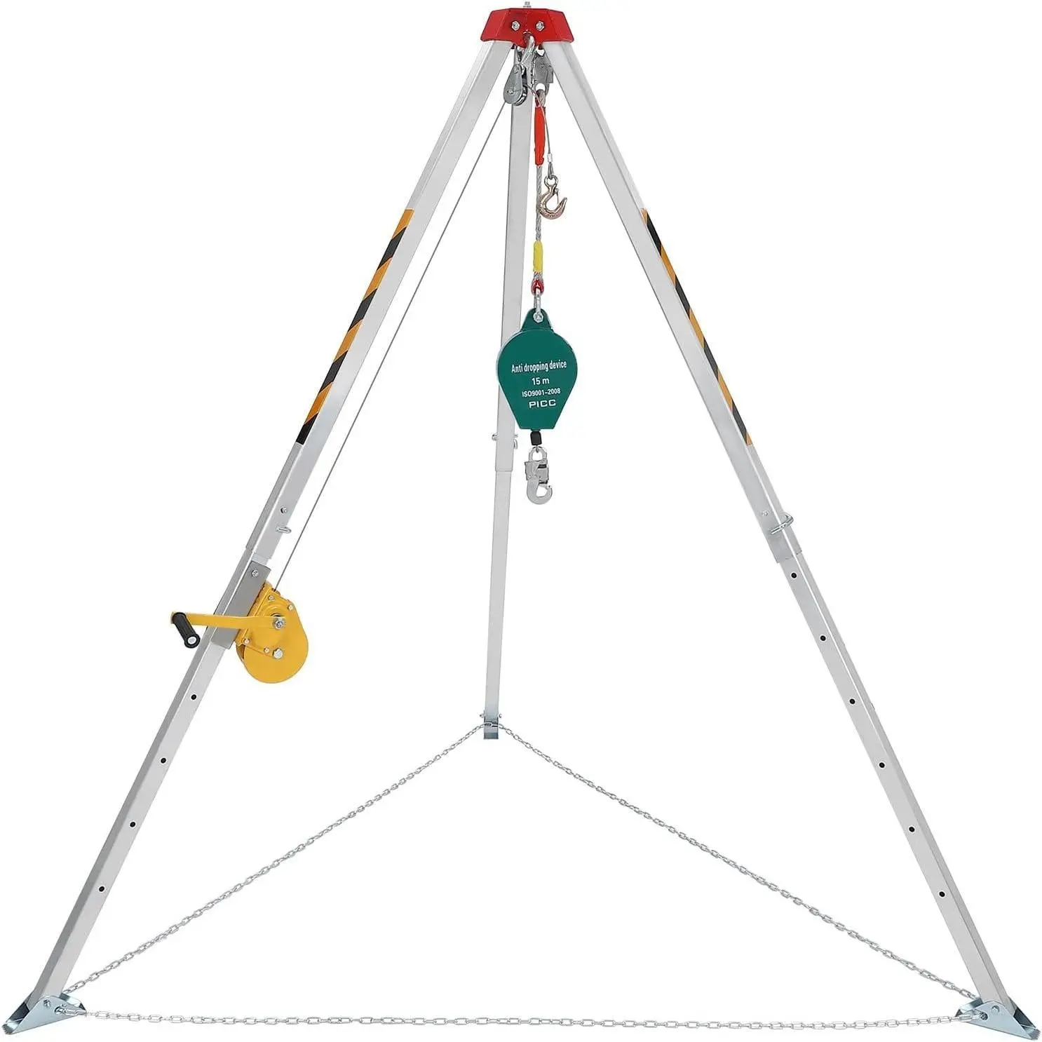 Garvee Confined Space Tripod Kit for Firefighters - 1200 lbs Lifting Winch, 49.2 ft Steel Cable, 49.2 ft Adjustable Assist Pole, 67-83 in Base Width, Heavy-Duty Self-Locking Safety Device, Storage Bags, Ideal for Manhole Access & Sewer Assist, 49.2 Feet S