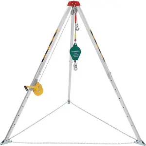 Garvee Confined Space Tripod Kit – 1200 lbs Lifting Winch – 49.2 Ft Adjustable Assist Pole – Heavy-Duty Safety Self-Locking Device – Storage Bag – Ideal for Manhole and Sewer Assist – Professional Lifting and Fall Arrest System