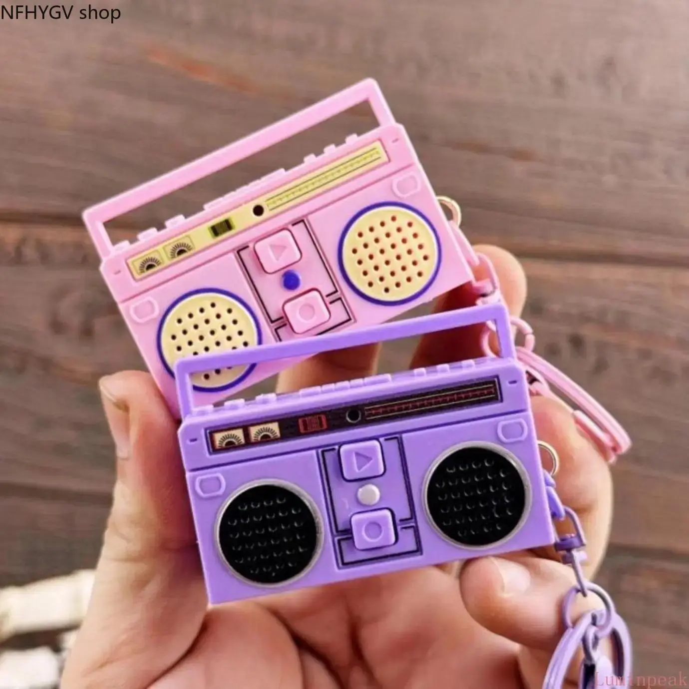 Retro 2-Piece Keychain Set, Plastic Mini Radio Recorder With Recordable Playback, Compact Unisex Bag Charms Powered By Lr44 Button Battery For Fan Collectibles, Gaming Accessories And Daily Bag Decoration Use