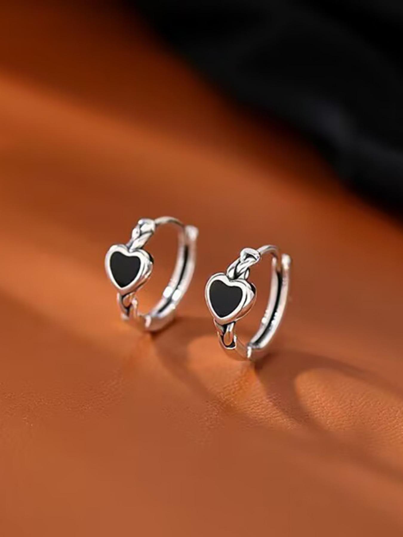 Women's Plain Color Heart Shaped Earrings Hoop Earrings, Ear Hoops, Copper Earrings, Elegant Minimalist Earrings, Fashionable Clean Girl Accessories Jewelry for Women for Daily & Party Decoration Earrings for Women
