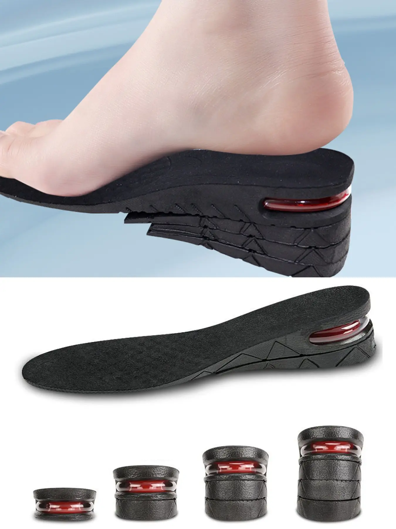 Multi-Layer Adjustable Insole Shoe Inserts, Hidden Heel Lifters for Men and Women, Shock Absorption, All-Season Casual Footwear Accessories, Shock Absorbing Insoles