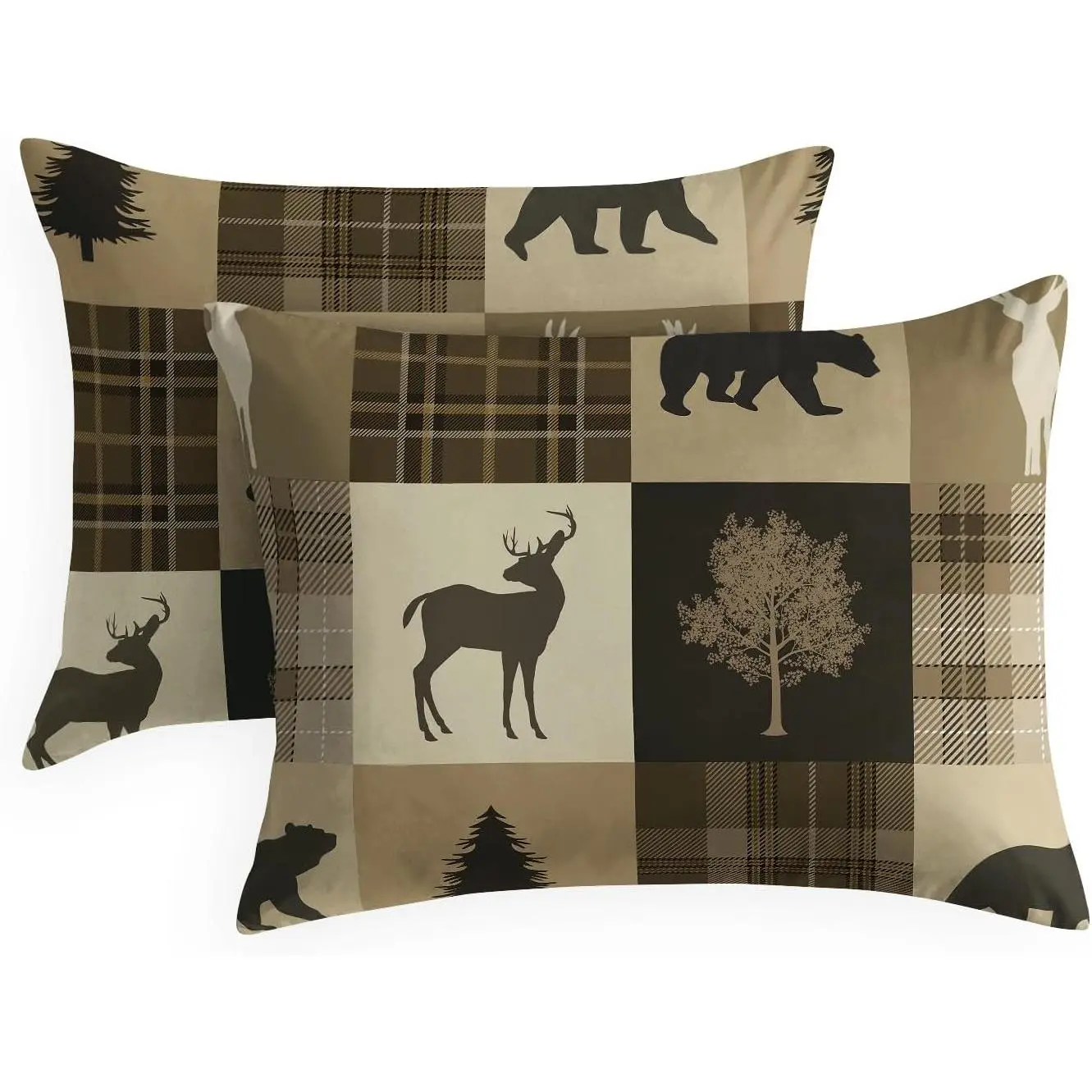 - Rustic Pillow Cases, Cab  Christmas  Moose  Woodland  Country, Set of 2 Soft Pillowcases Pillow Shams Covers, Brown, Standard Size 20x26 ches