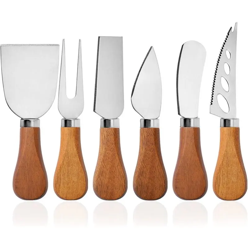 Cheese Knives Set for Charcuterie Board Accessories Stainless Steel Knife with Wood Handle Cheese Slicer Cutter