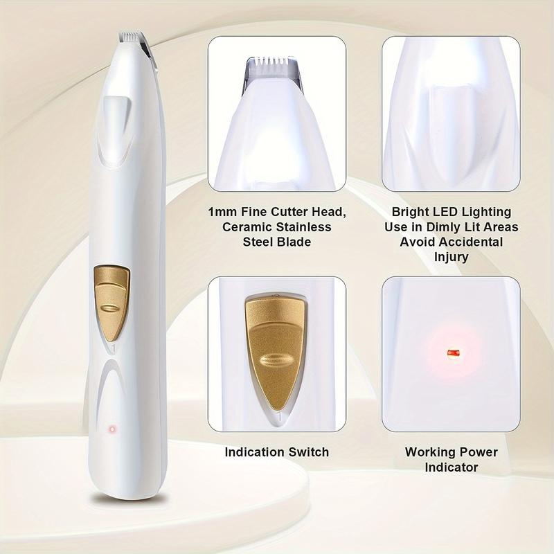 Electric dog paw trimmer, dog scissors with LED light, USB rechargeable professional dog grooming kit, cat and dog shaver, pet eyes, face, ears, paws