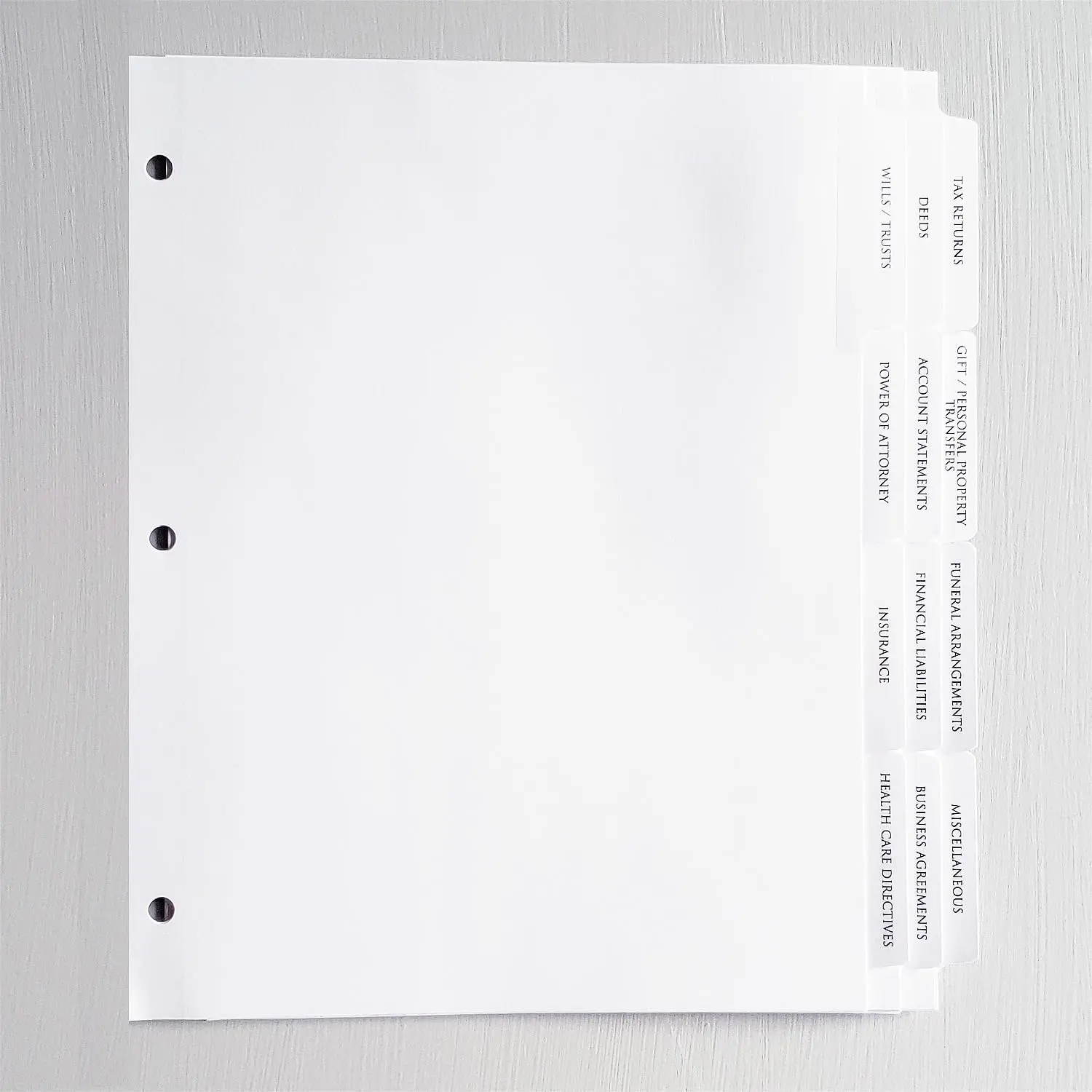 Estate Planning Index TAB DIVIDERS – Sets of 12. Pre-Printed with Helpful Categories to Keep Your Important Papers Organized. (1)