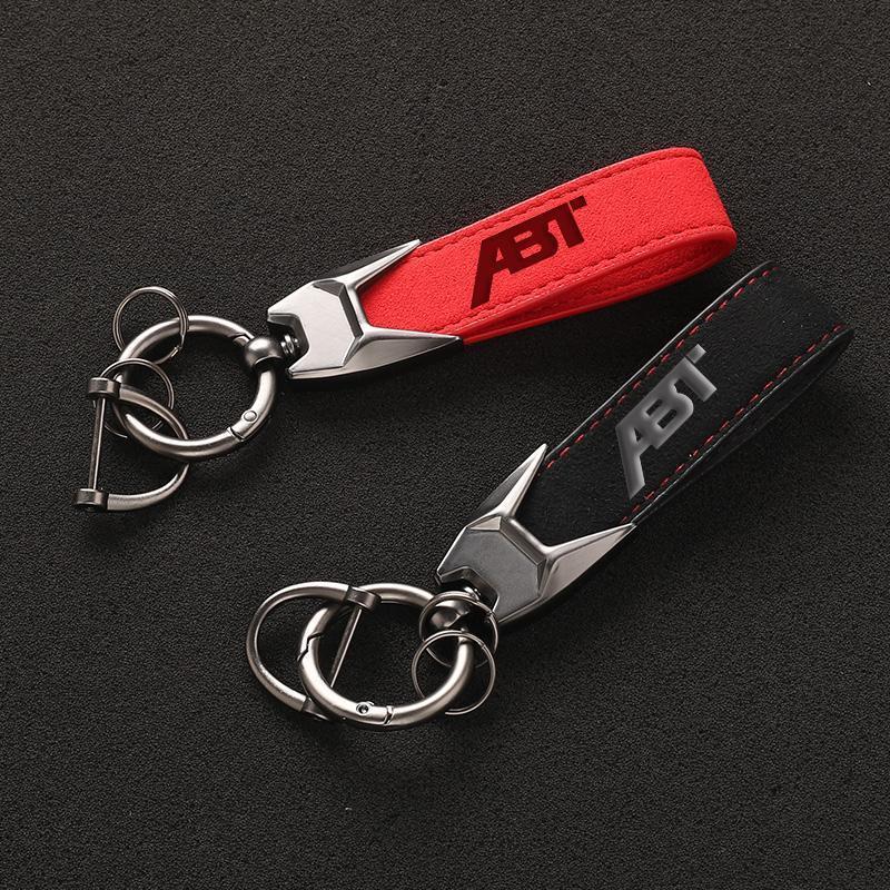 New Suede Leather ABT Keyring Car Keychain for Audi A3 A4 A5 A6 A7 Q3 Q5 Q7 Q8 RS3 RS6 S3 S5 VW Golf 4 5 6 7 Passat Accessories