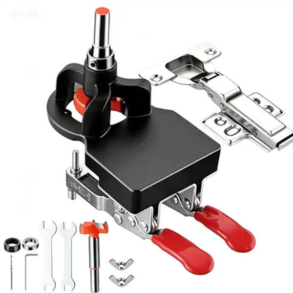 Precision Cabinet Door Hinge, Accurate Locking Mechanism, Concealed Hinge with 2 Retaining Clips, Adjustable Quick Punch Hardware, Aluminum Alloy DIY Jig, Reliable Cabinet Hardware