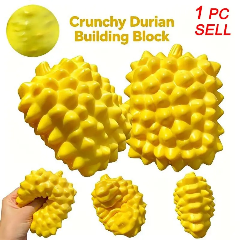 Crunchy Durian Building Block Handmade Squeeze Ball Squishy Fruits Stress Ball Popping Sound Squishy Toy Decompression Fidget Sensory Fidget Relief Vent Toy