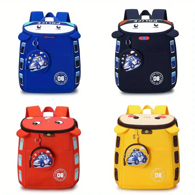 Kindergarten Backpack Cartoon Car Boy 2026 New Outing Small Backpack Cartoon Cute Unisex Outdoor Travel Double Shoulder Bag Small Book Bag Kindergarten Bag Preschool Bag 3-6 Years Old Small Class Middle Class Big Class Double Shoulder Bag Shopping O