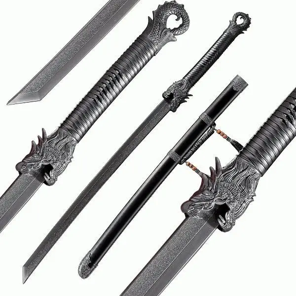 Chinese Han Sword Polypropylene Long Sword with high Toughness Training Samurai Knife Training Sword Practice Sword (Dragon Head Decorative Sword)