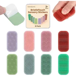 Sensory Stickers for Kids & Adults – 8-Pack Silicone Calm Strips with Layered Bristle Textures for Anxiety Relief, Autism & ADHD – Quiet Desk Fidget Toys for Classroom & Office – Stocking Stuffers