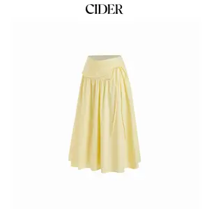 Cider Cotton Mid Rise Wrap Tie A-line Maxi Skirt