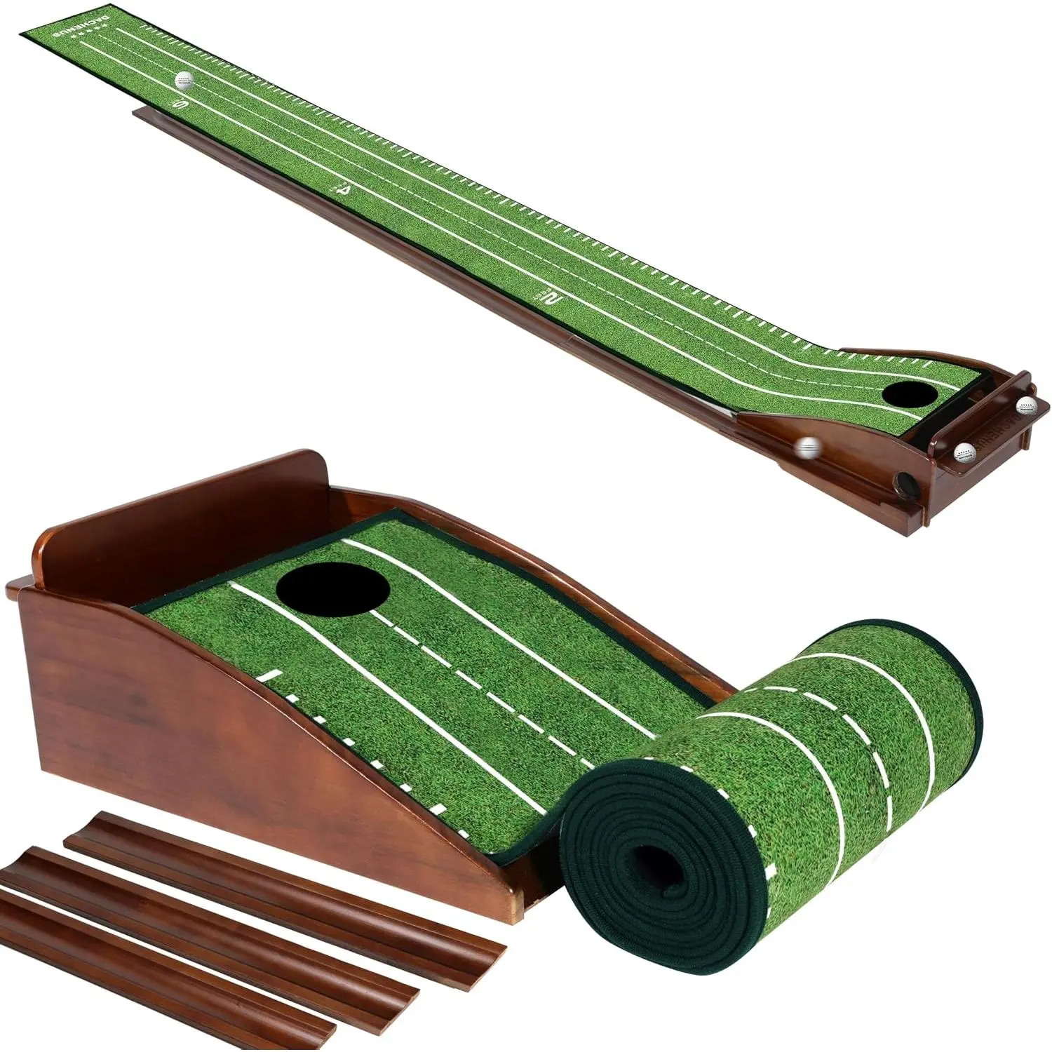 Putting Green Indoor Mat Outdoor Golf Putting Mat with Automatic Ball Return - Ideal for , Office, and Outdoor Use