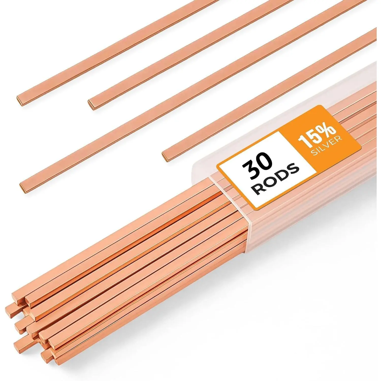 30pcs 15% Silver Brazing Rods AWS BCuP-5 Phos Copper Alloy Flat Welding Rods 0.050" x 1/8" x 10" for HVAC, Refrigeration, Industrial Applications