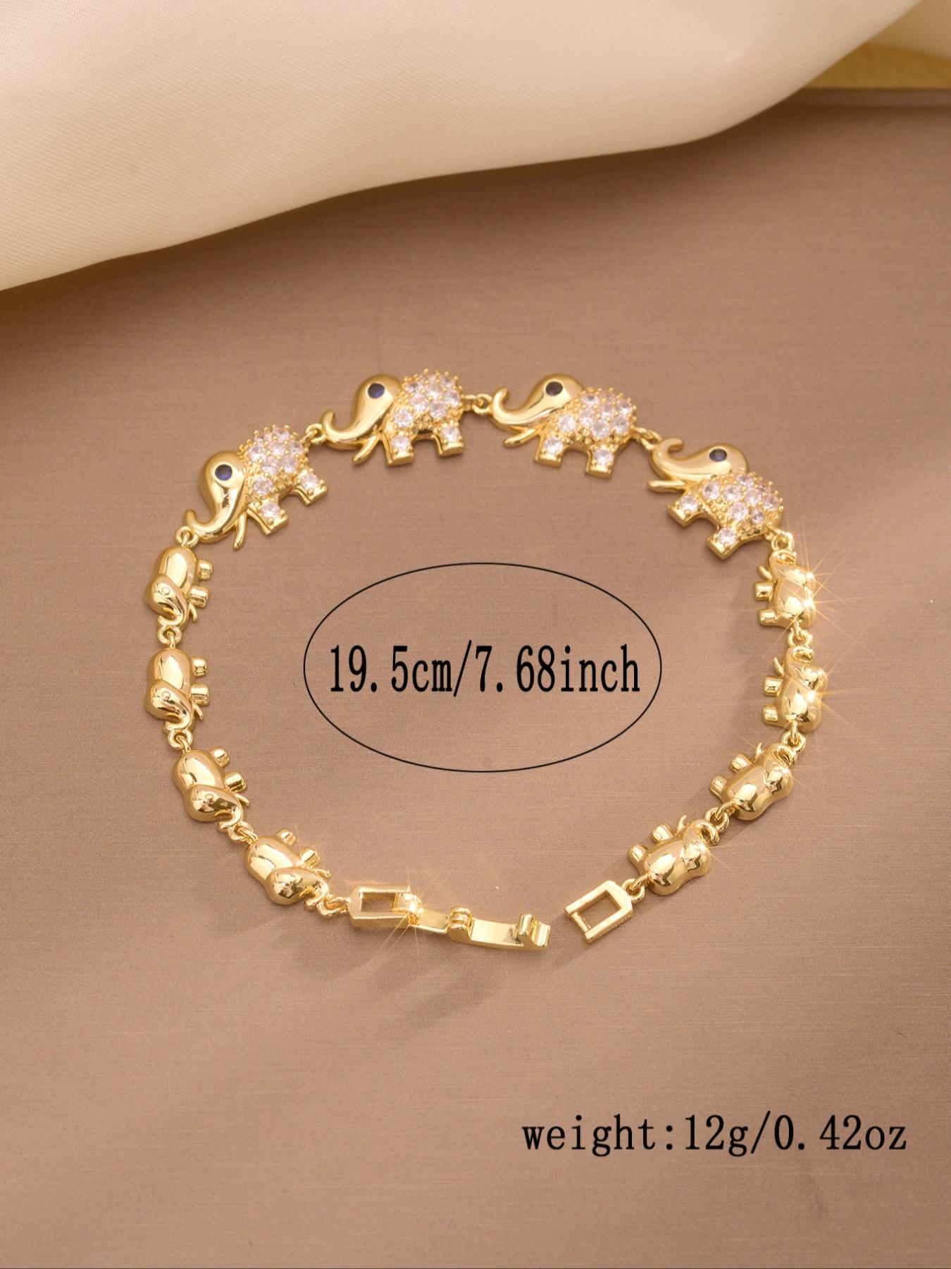 Cute Elephant Sparkling Zircon Stackable Bracelet for Women, Copper Jewelry Gift, Simple Animal Design, Fashion Accessory for Daily Wear