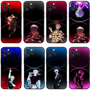 Jujutsu Kaisen Itadori & Ryomen Sukuna Black Border Phone Cases For iPhone 17 Promax Air 16 Pro 15 14 Plus 13 12 & Samsung S23-26, Gradient Circle Background Anime Cover For Anime Fans Gifts