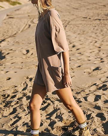 Imily Bela Rompers for Women 2025 Summer Athletic Oversized Romper Short Sleeve Jumpsuit with Pockets