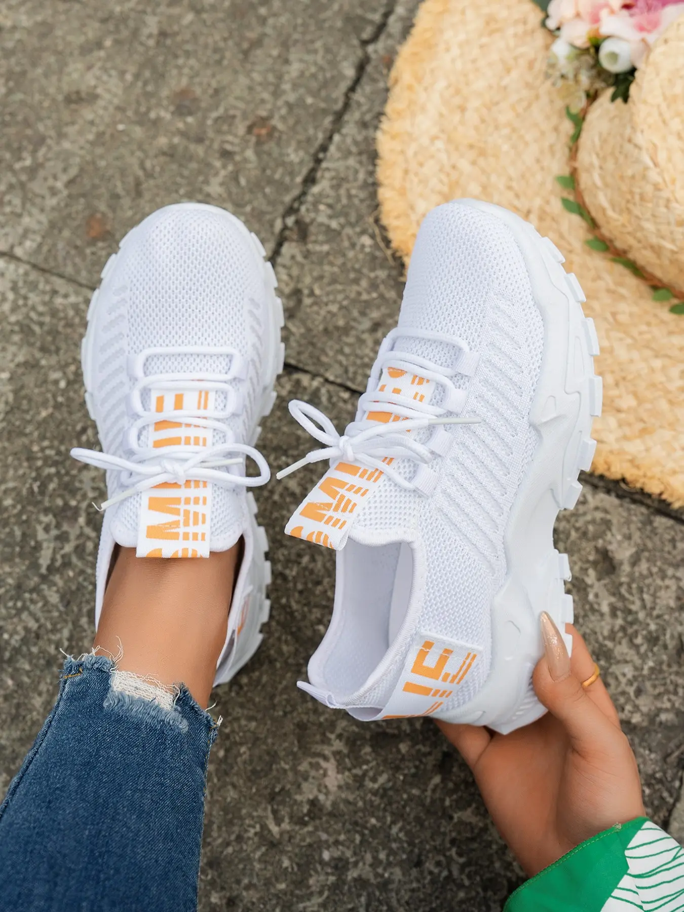 Women's Casual Patchwork Flatform Shoes, Round Toe Textile Material, Wide Fit PVC Sole, Breathable Outdoor Running Shoes