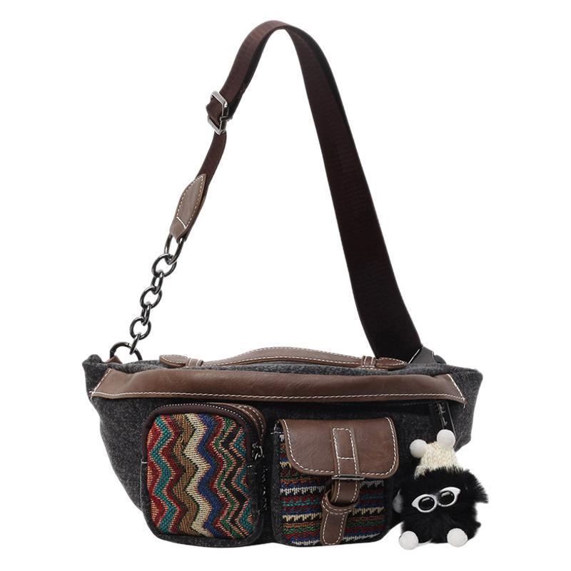 Denim Canvas Dumpling Bag – Cross-body & Waist Bag – Trendy Diagonal Bag for Cool Girls