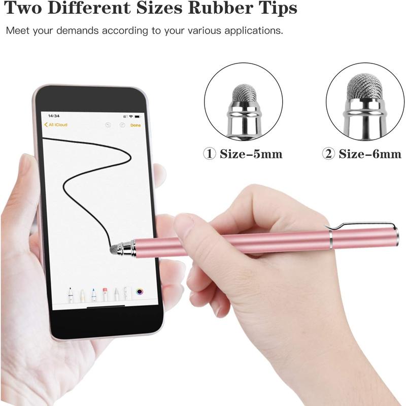 Universal Stylus Pens for Touch Screens - High Sensitivity Capacitive Stylus Fiber Tips 2 in 1 Touch Screen Pen with 8 Extra Tips for iPad  Android Phone Chromebook  Touchscreen Tablets