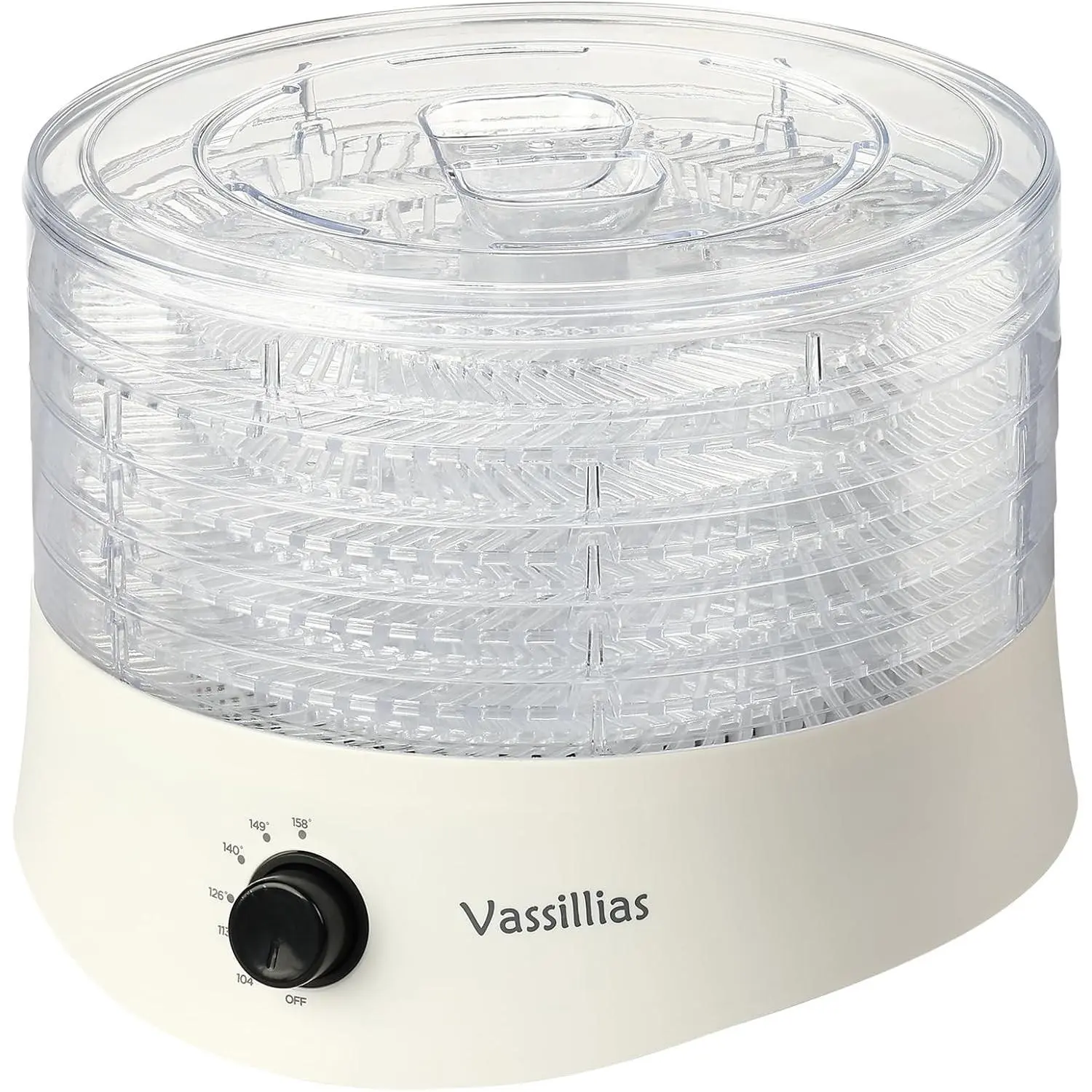 Food Dehydrator Dryer - Dehydrator for Healthy Food, Meat, Jerky, Fruit, Vegetable, Mushroom and Herb, 280W, 158°F, Mini Dryer with 5 BPA-Free Drying Trays, White, Model 704M