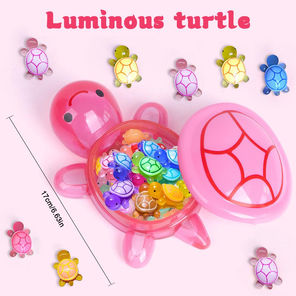 Night Glow Large Turtle+100pcs Mini Luminous Turtles Figurines Resin Craft Glowing Turtle Storage Ornament Landscape Desktop
