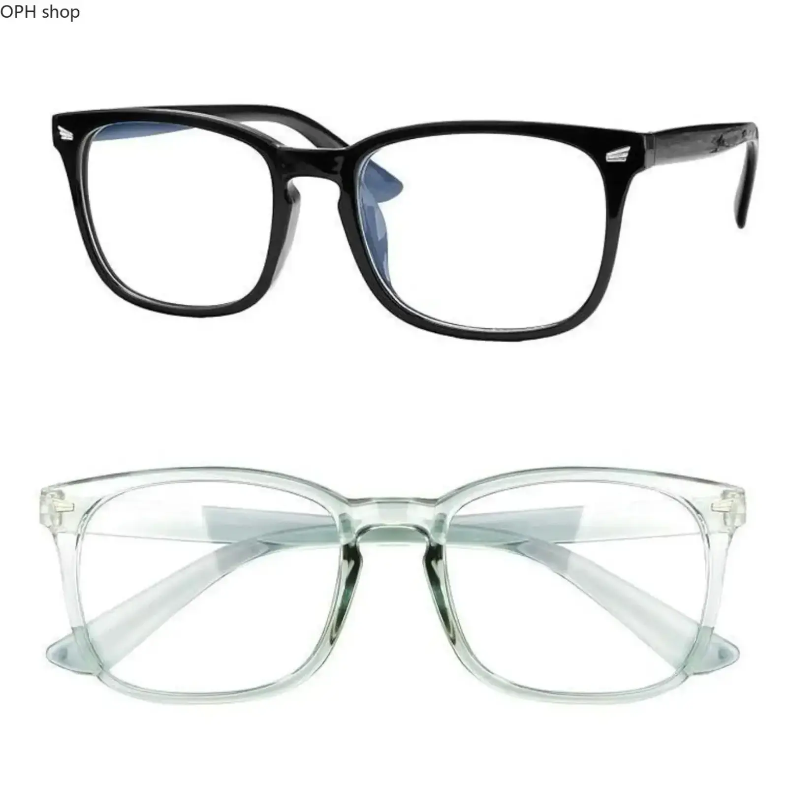 Blue Light Blocking Glasses - Trendy Retro Square Full-Rim Lightweight Fashion Accessory with Reinforced Plastic Frame, Non-Prescription for Office, Gaming, Daily Wear