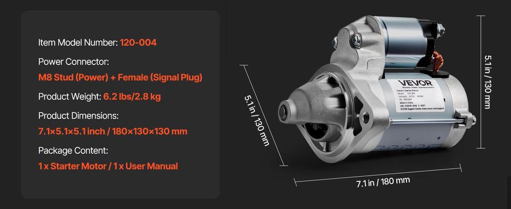 VEVOR Starter High Torque Starter Motor for Pontiac Toyota 17841 2800330 3371171