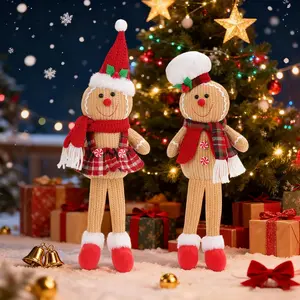 15Inch Large Gingerbread Man Plush Soft Christmas Decor Gifts for Indoor Door Window Table Tree Holiday Xmas Ornament