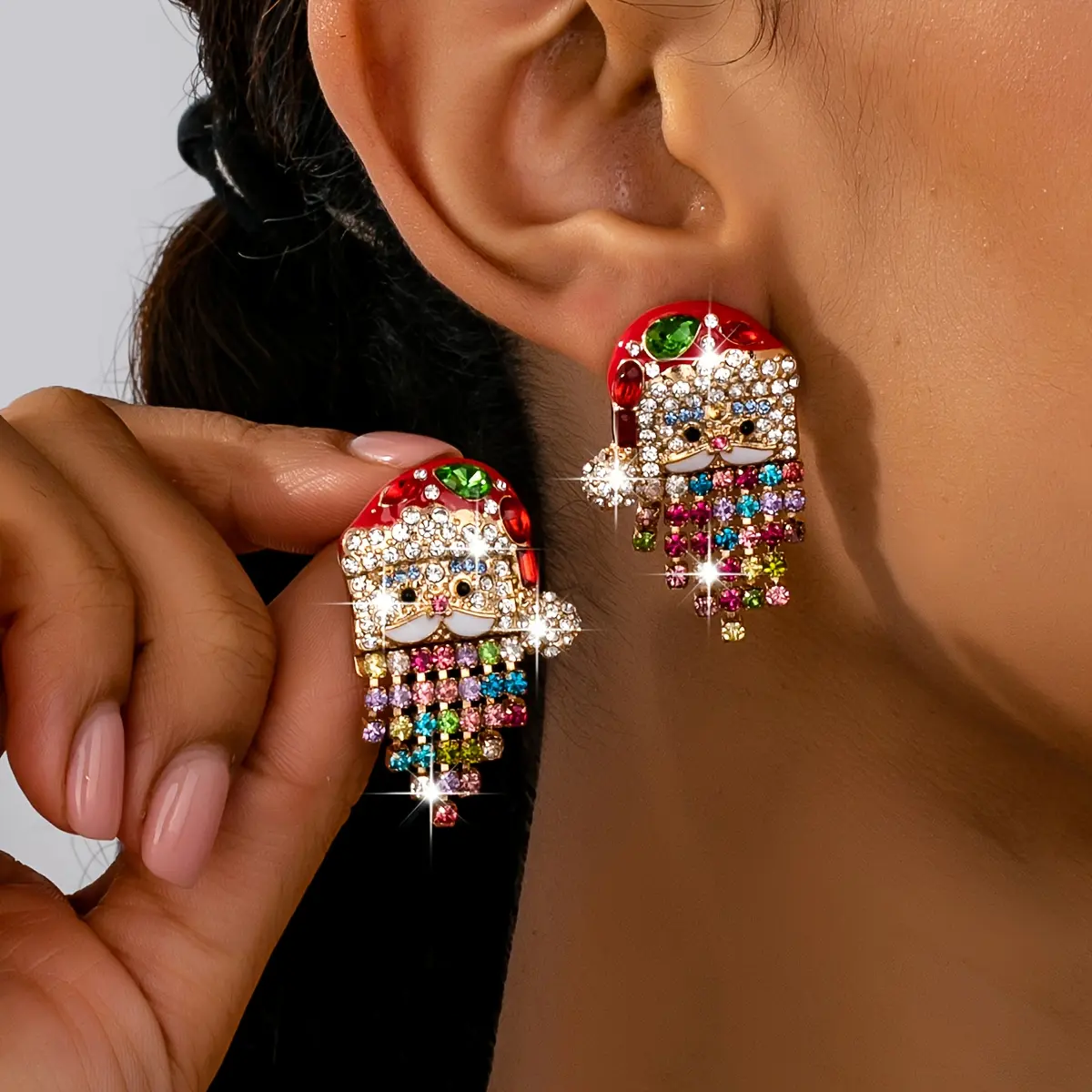 Latest Style Christmas Santa Claus Full Stud Earrings