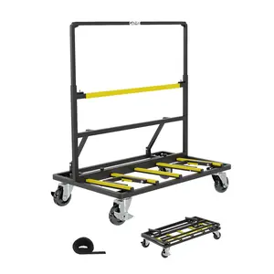 Heavy Duty Panel Dolly Cart – 1800 lbs Capacity Drywall & Plywood Cart Mover, Foldable Panel Truck Cart  with Tie-Down Strap & Swivel Casters