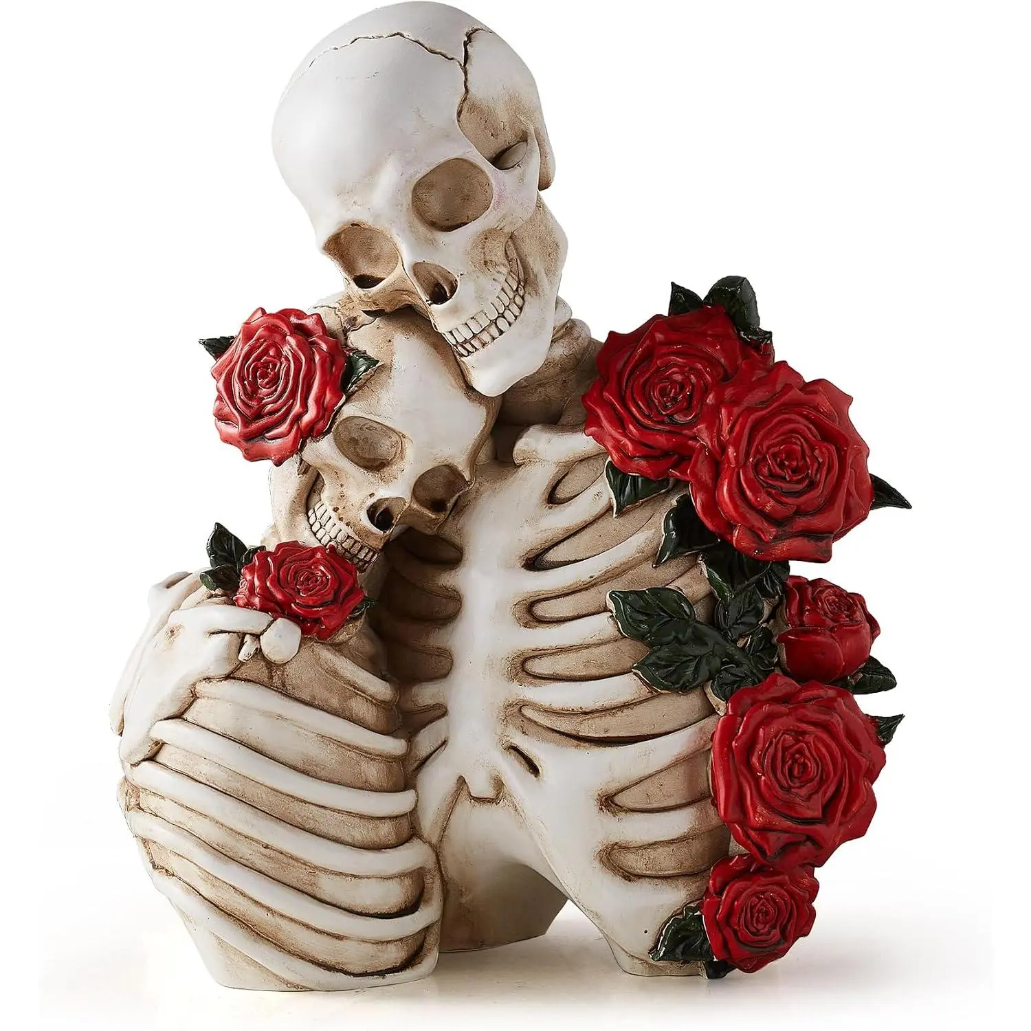 Gothic Skeleton Couple Figurine Statues for  Decor, Goth Wedding for Him and Her, Spooky Skull Sculpture Bedroom Decor for Couples, Oddities Halloween Decorations