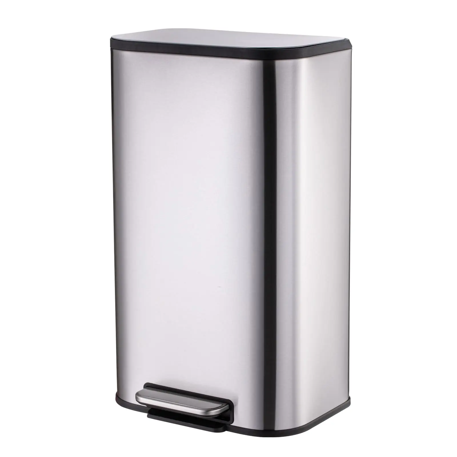 Garvee Modern Stainless Steel Kitchen Trash Can – Step-On, Soft-Close Lid, Removable Inner Bucket, Rustproof Waste Bin for Home, Office, Bathroom, or Living Room – Rectangular Garbage Container