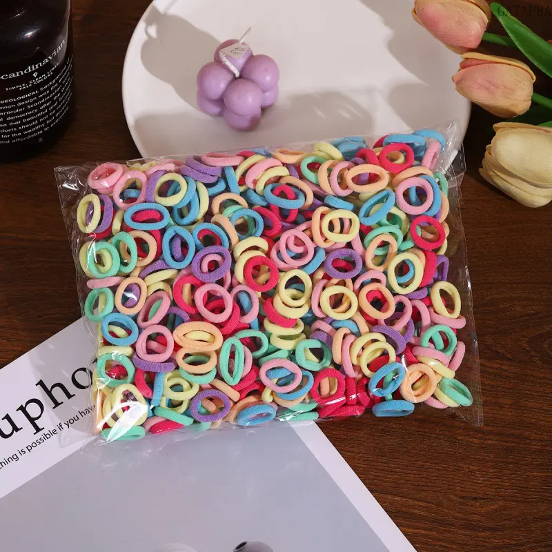 500Pcs Kids Soft Towel Hair Ties High Elastic Thumb Rubber Bands No Hurt Hair For Girls Baby Daily Hairstyle