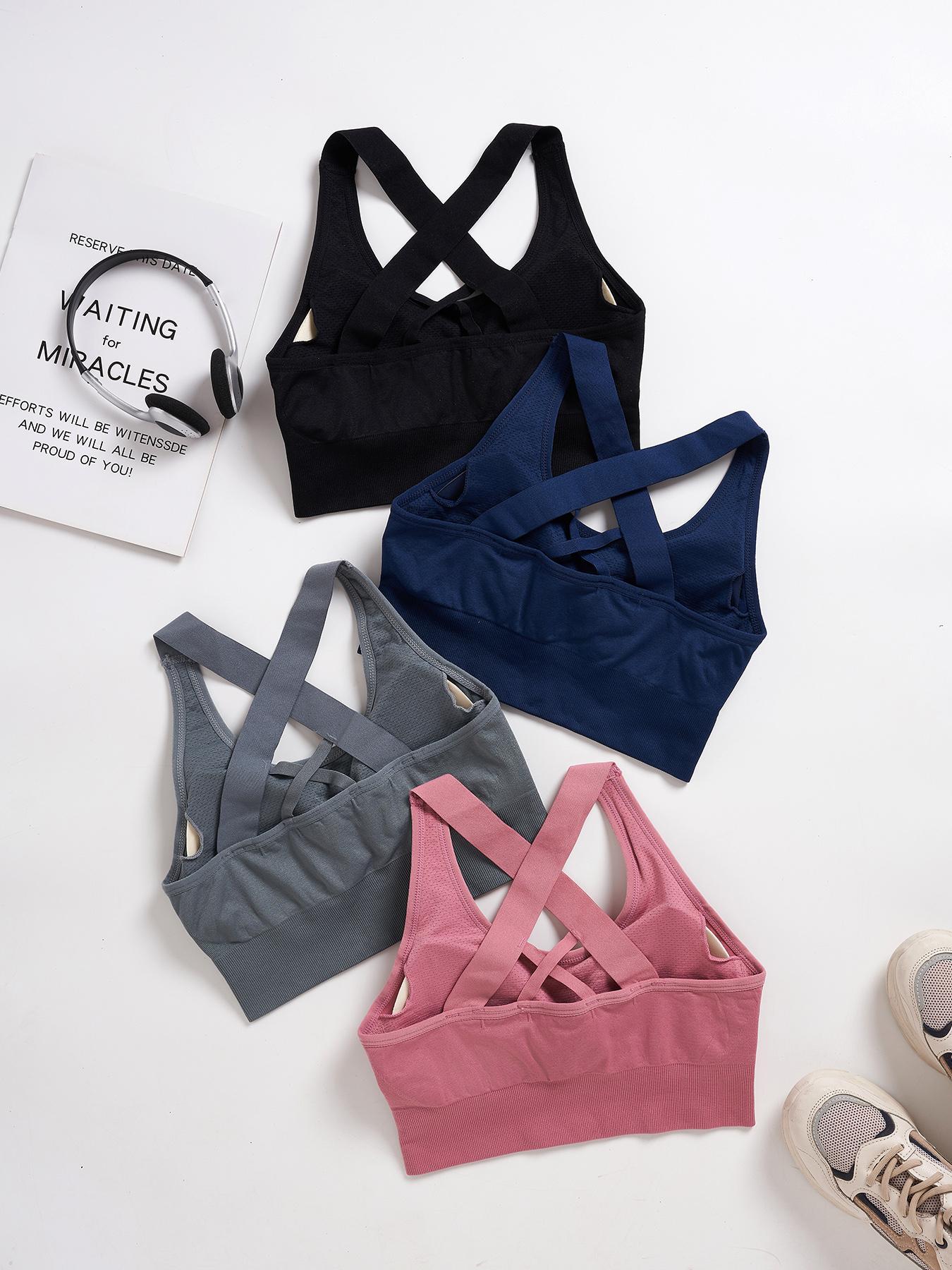 Women's Solid Color Criss Cross Crop Sports Vest, Casual Sleeveless Tank Top for Yoga Gym Workout Running, Ladies Sportswear Clothing for Summer, Gym Yoga Tops